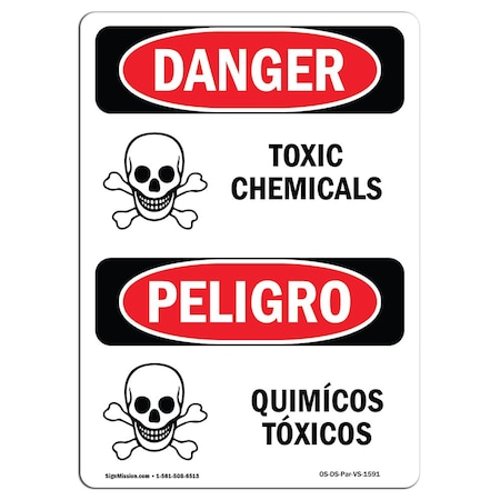 Signmission Safety Sign, OSHA Danger, 14" Height, Rigid Plastic, Toxic Chemicals With Symbol Spanish OS-DS-P-1014-VS-1591